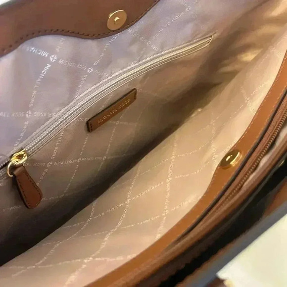 Michael Kors Purse Sheila Large Signature & Metallic Tote Bag Brown - Picture 8 of 10